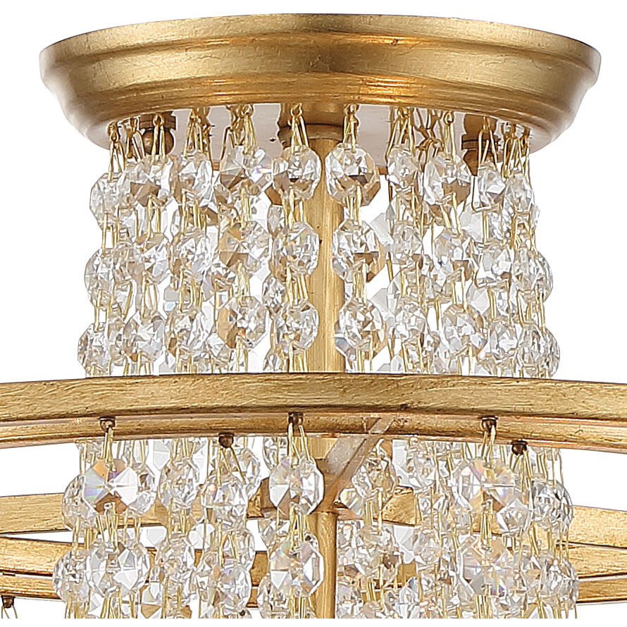 Arcadia 3 Light 15 inch Antique Gold Semi Flush Ceiling Light