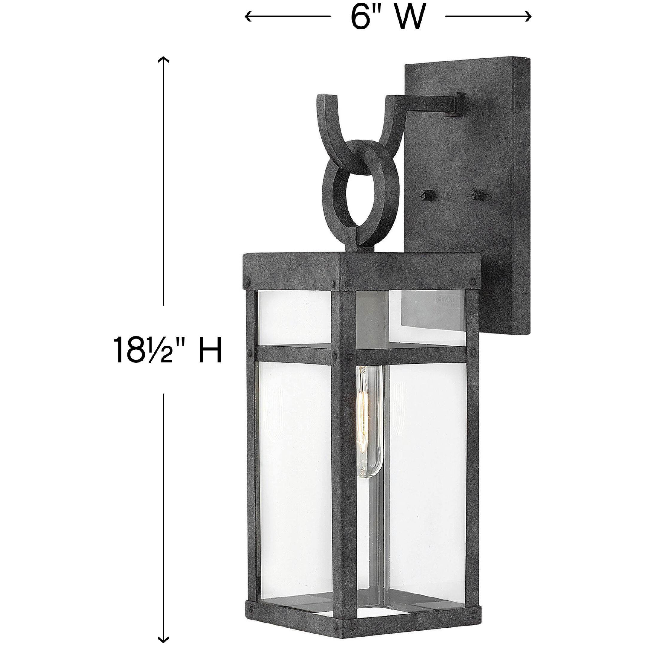 Estate Series Porter Outdoor Wall Mount Lantern in Aged Zinc, Non-LED, Open Air
