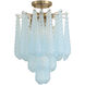 Ollie 4 Light 14.25 inch Aged Brass Semi Flush Ceiling Light in Sand Glass Blue