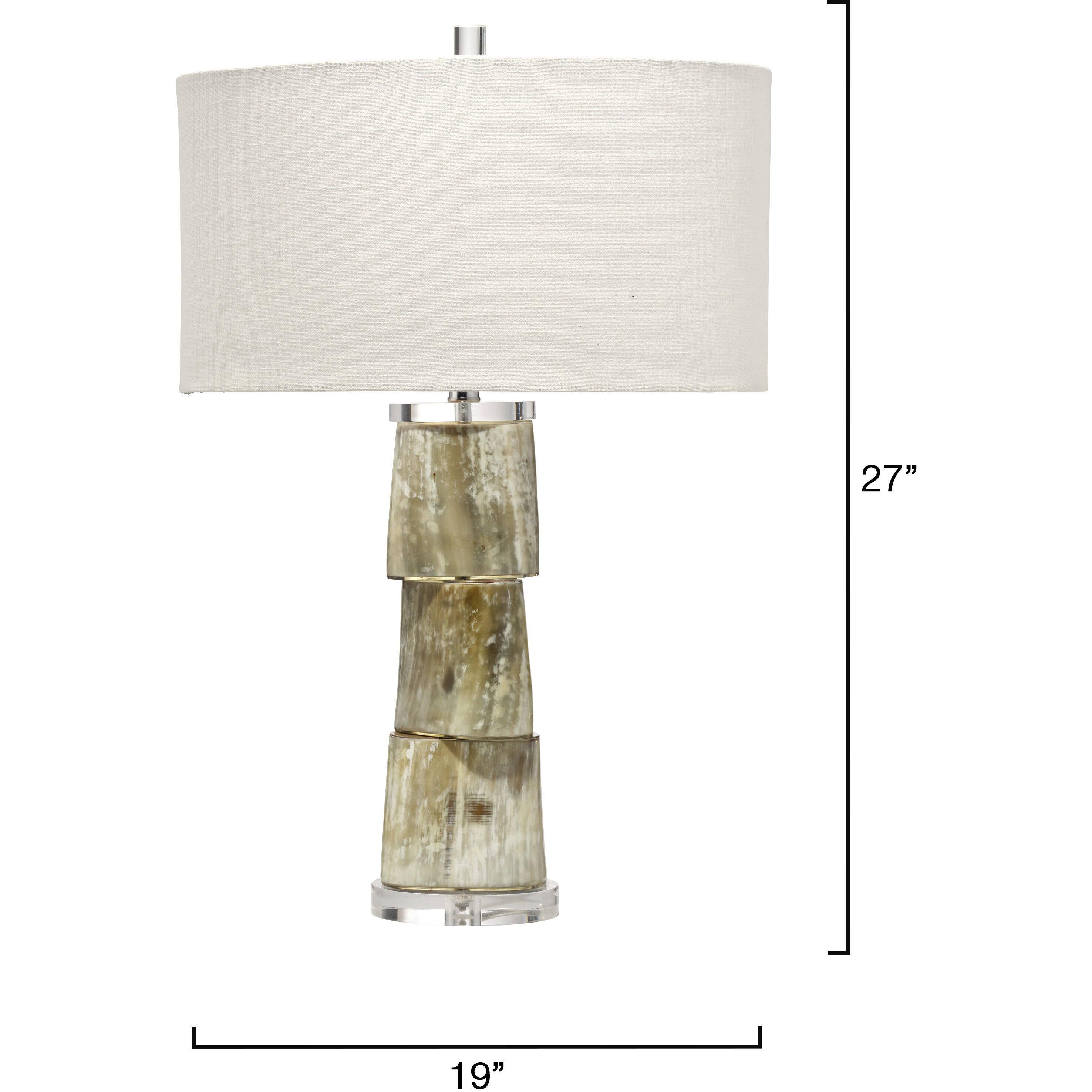 Stag 27 inch 150 watt Cream Stacked Horn Table Lamp Portable Light, Inline