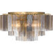 Torvento 7 Light 28 inch Legacy Brass Flush Mount Ceiling Light in Clear,  Grey Smoke and Amber Handmade Glass