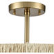 Abaca 3 Light 17 inch Satin Brass with Natural Semi Flush Mount Ceiling Light