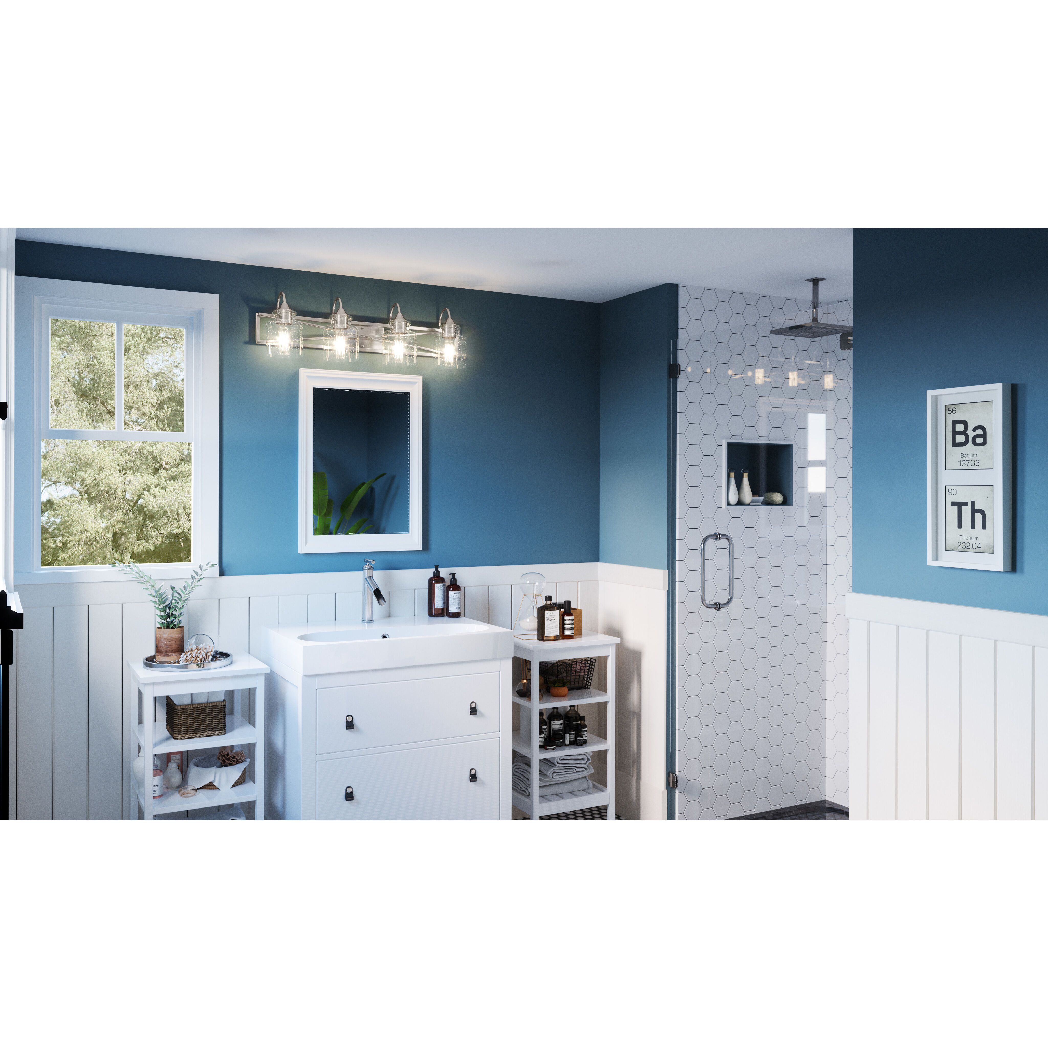 Bartley 4 Light 32 inch Brushed Nickel Bath Light Wall Light