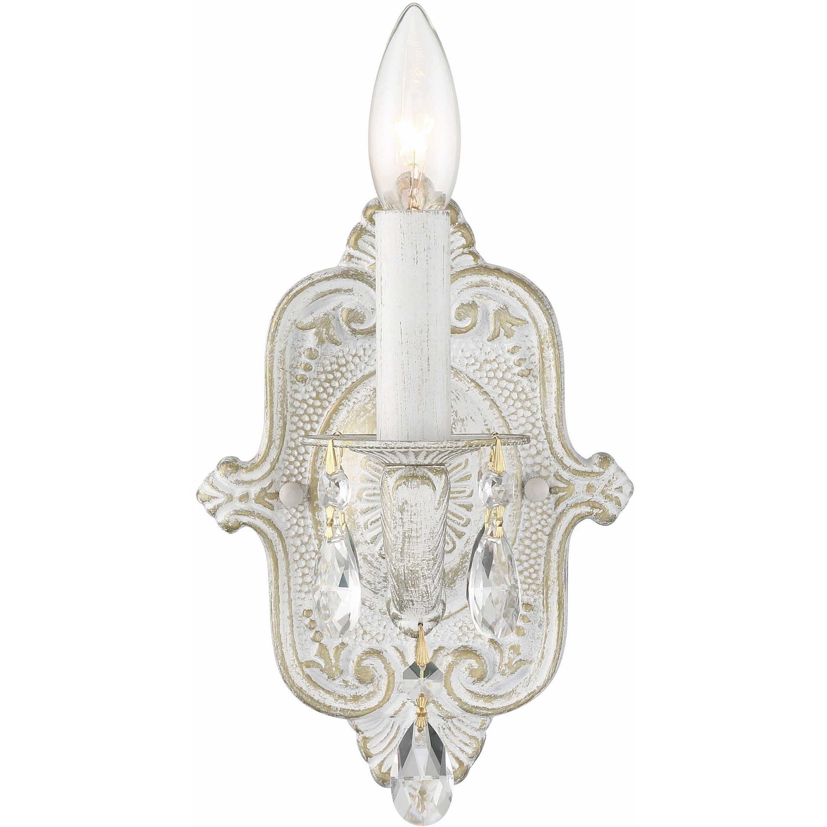 Paris Market Sconce Wall Light in Clear Hand Cut, Antique White