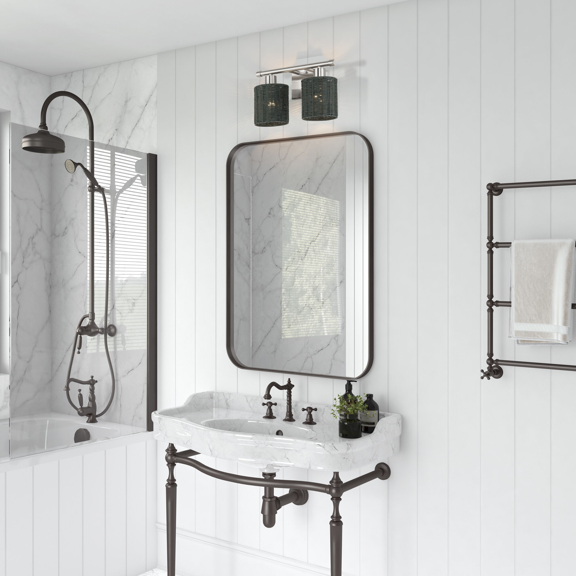 Weavington 2 Light 14 inch Brushed Nickel Vanity Wall Sconce Wall Light