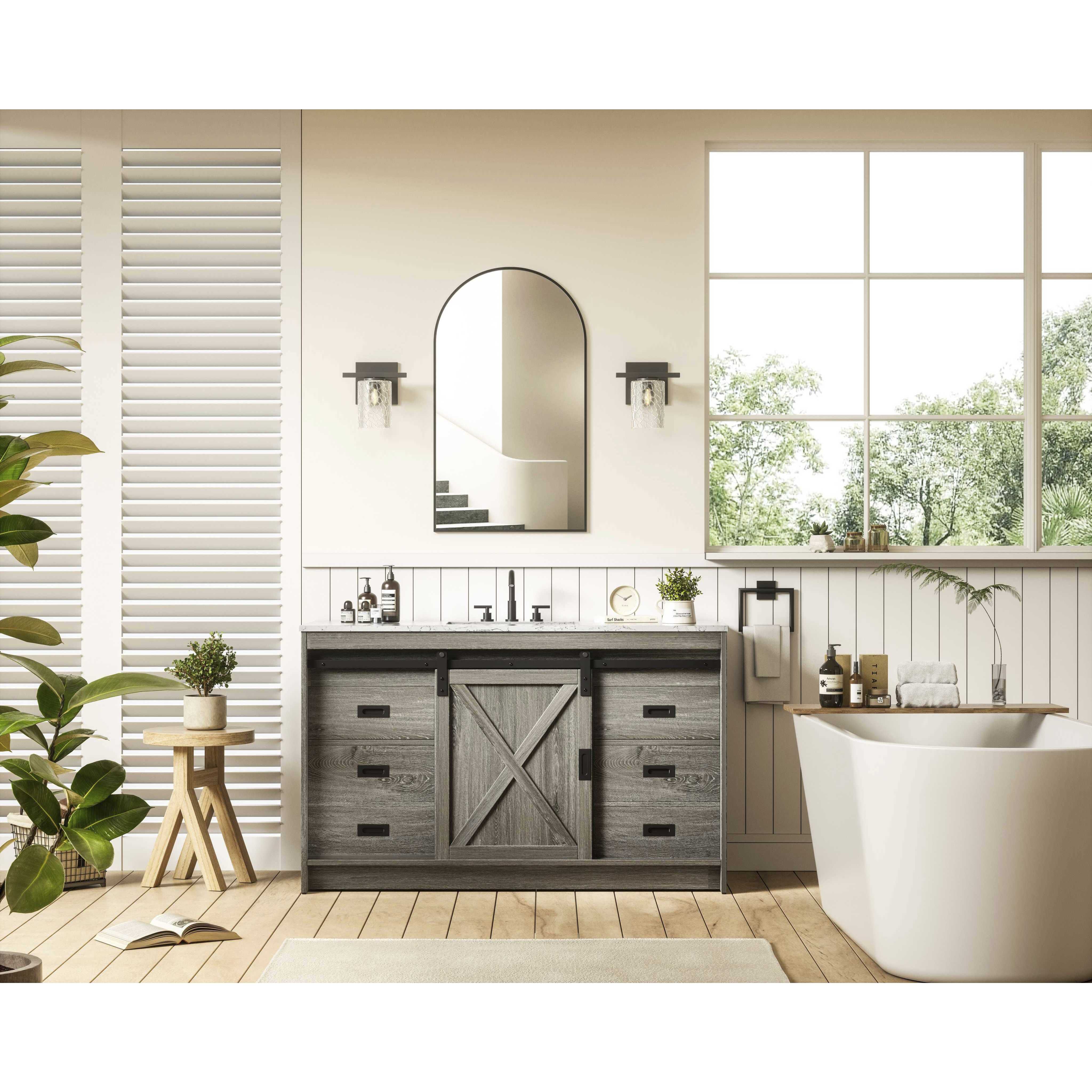 Austin 54 X 34 inch Rustic Grey Bathroom Vanity Cabinet