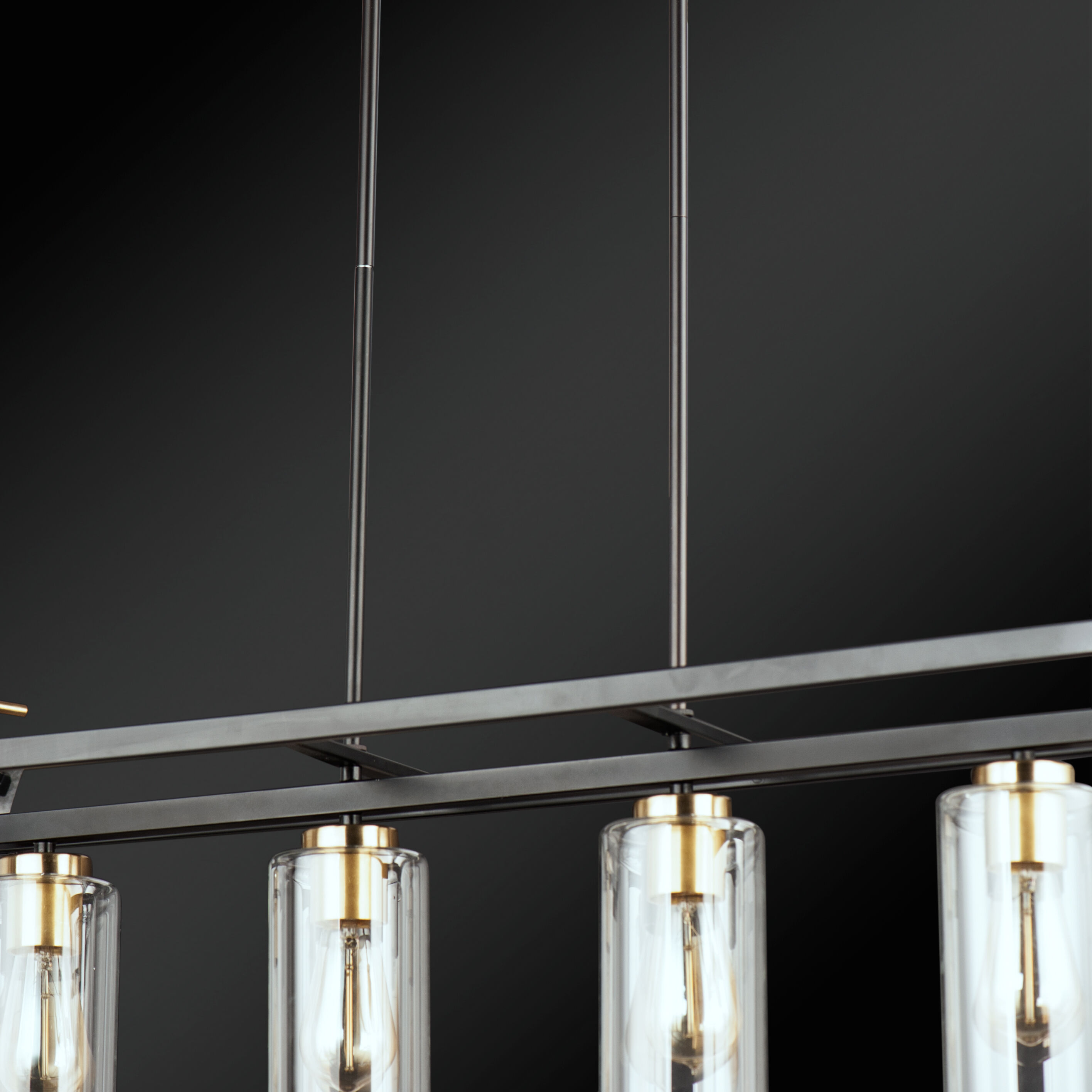 Capitol 4 Light 36 inch Black/Antique Brass Linear Pendant Ceiling Light