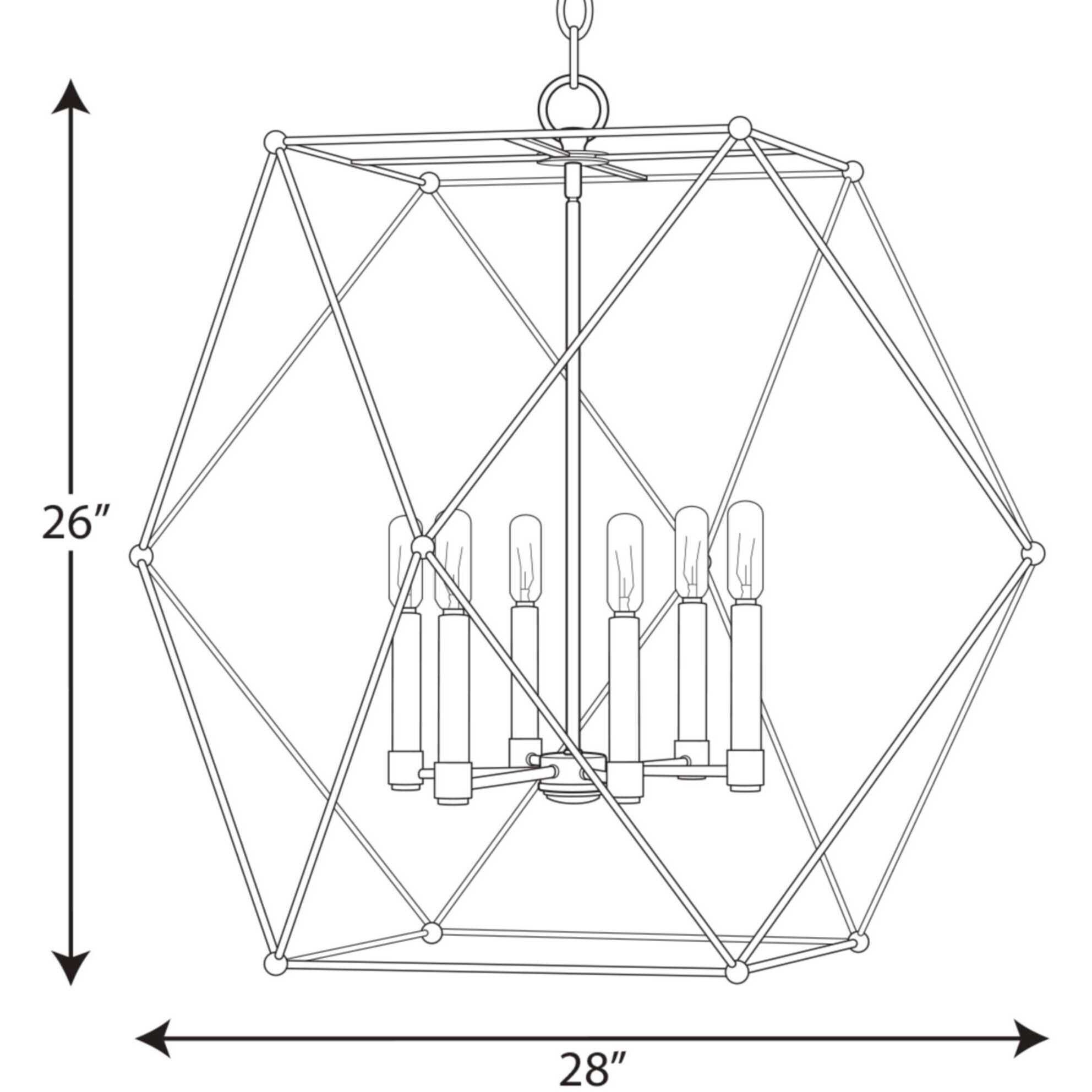Spatial 6 Light 28 inch Matte Black Pendant Ceiling Light, Design Series
