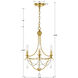 Metro 3 Light 15.5 inch Antique Gold Mini Chandelier Ceiling Light