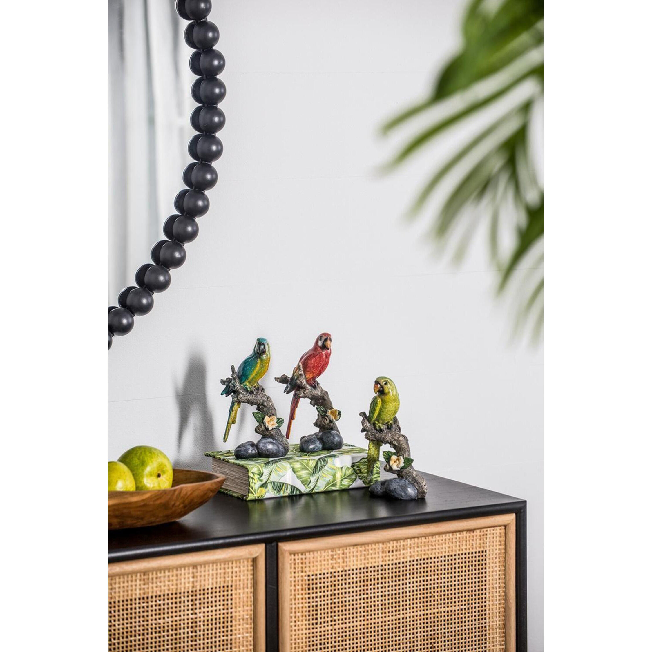 Macaw Brown and Multi-Color Figurine, Set of 3
