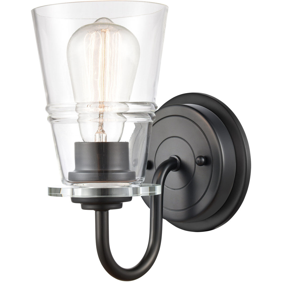 Scarlett 1 Light 5 inch Matte Black Bath Vanity Light Wall Light in Clear Glass