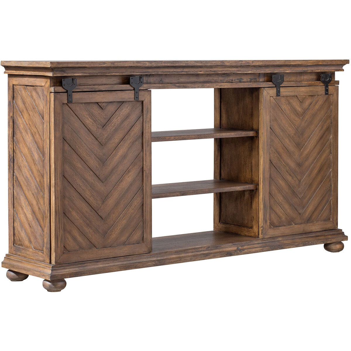 Primalia 62 inch Antique Honey over Mango Veneer and Aged Black Media Console