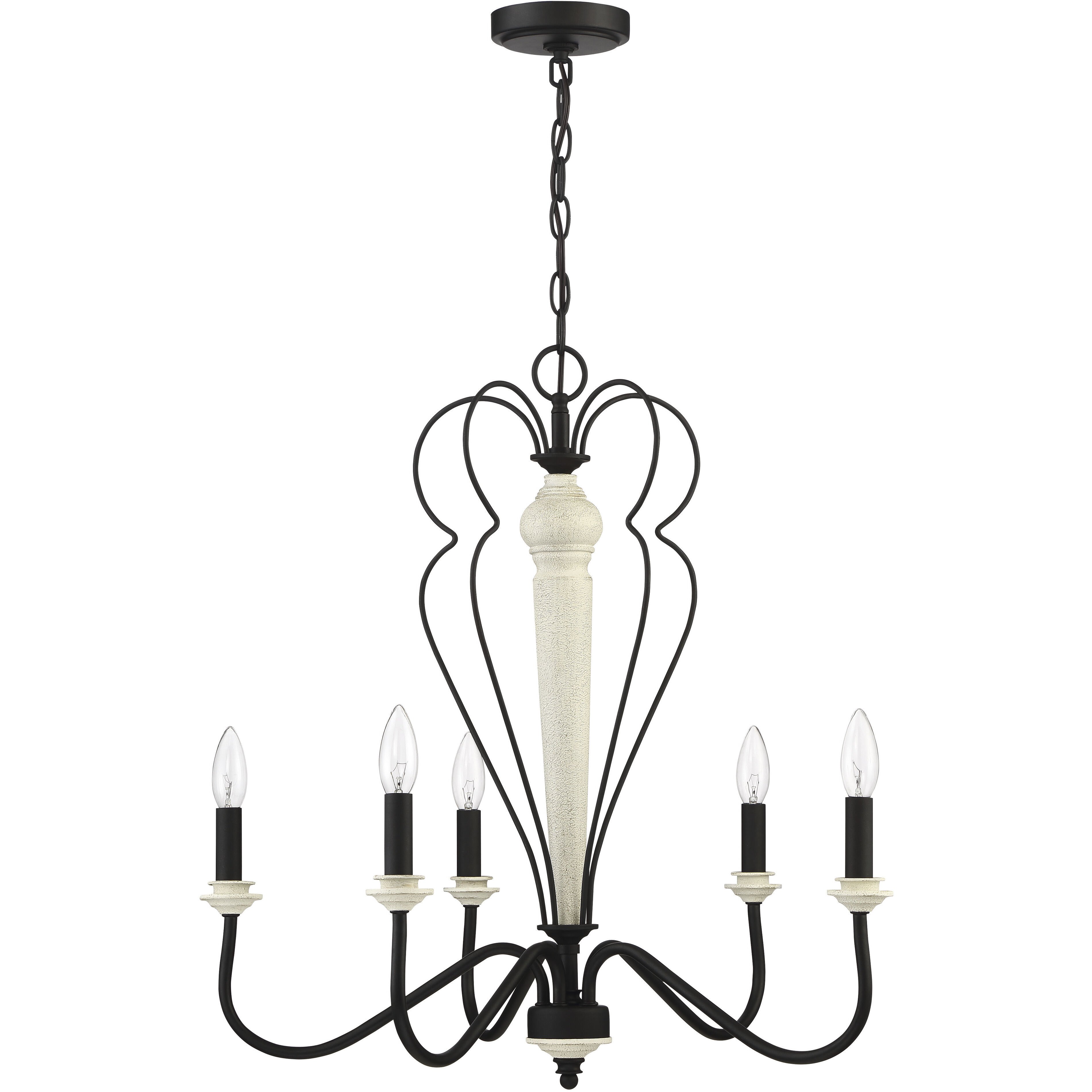 Anna 5 Light 25.5 inch Cottage White/Espresso Chandelier Ceiling Light