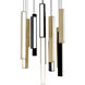 Chaos LED 20 inch Black and Aged Brass Multi-Light Pendant Ceiling Light