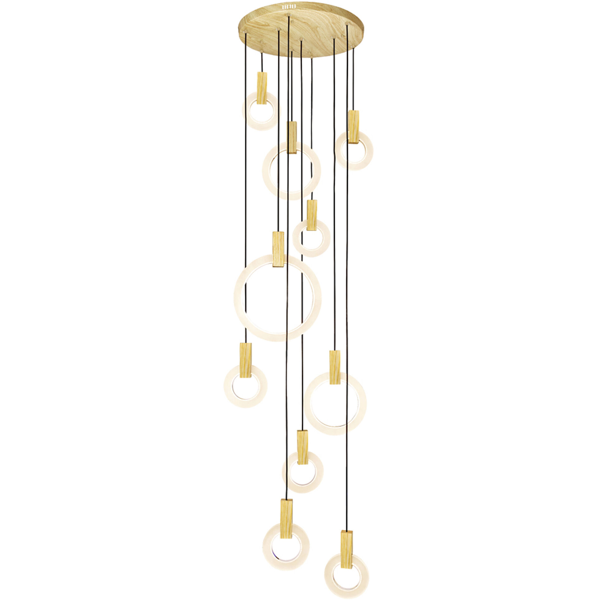 Anello LED 32 inch White Oak Multi Point Pendant Ceiling Light