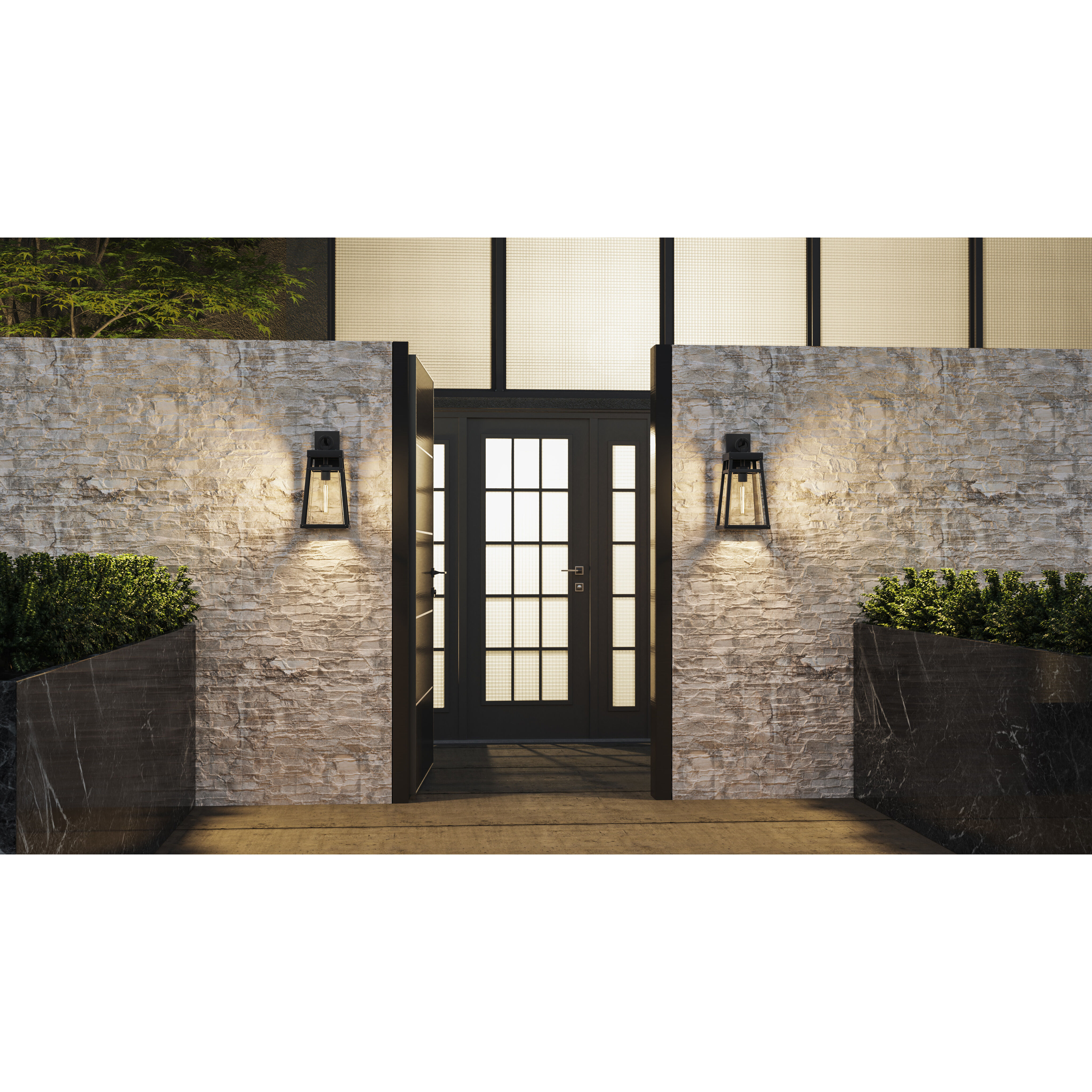 Godfrey 1 Light 17 inch Matte Black Outdoor Wall Lantern