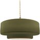 Radiance Collection - Tier Pendant Ceiling Light in Brushed Brass, Replaceable Bulb, Beige Twist Cord, Matte Green, 14.5W x 5.25H, Form+Finish+Function