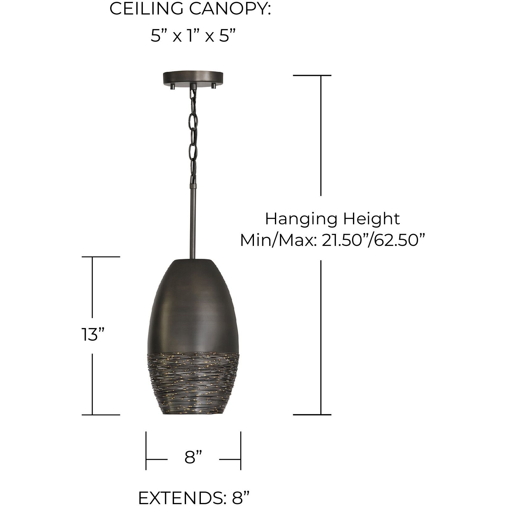 Sana 1 Light 8 inch Grey Iron Pendant Ceiling Light