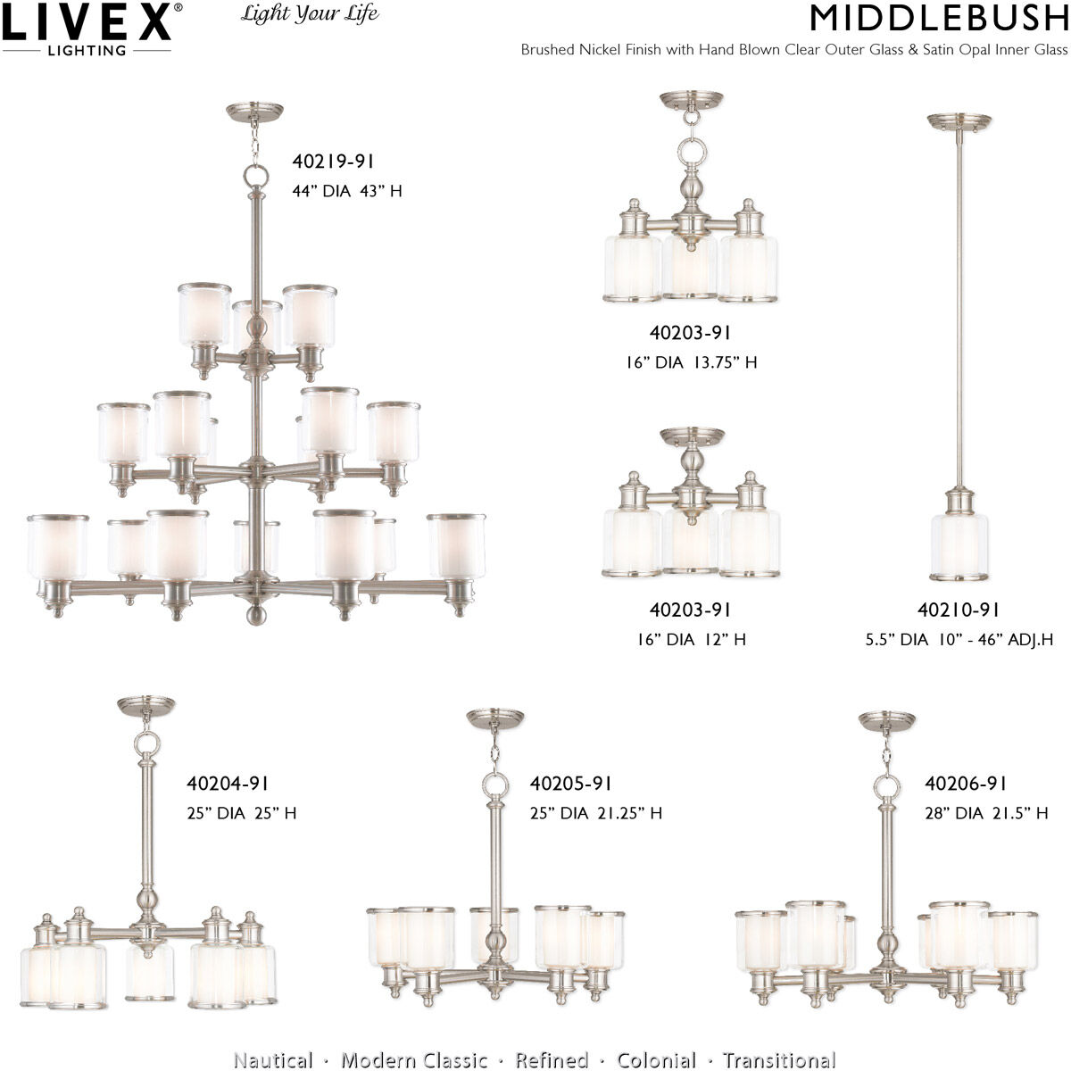 Middlebush 5 Light 25 inch Brushed Nickel Chandelier Ceiling Light