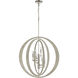 Retro Rings 6 Light 26 inch Sandy Beechwood with Polished Nickel Chandelier Ceiling Light