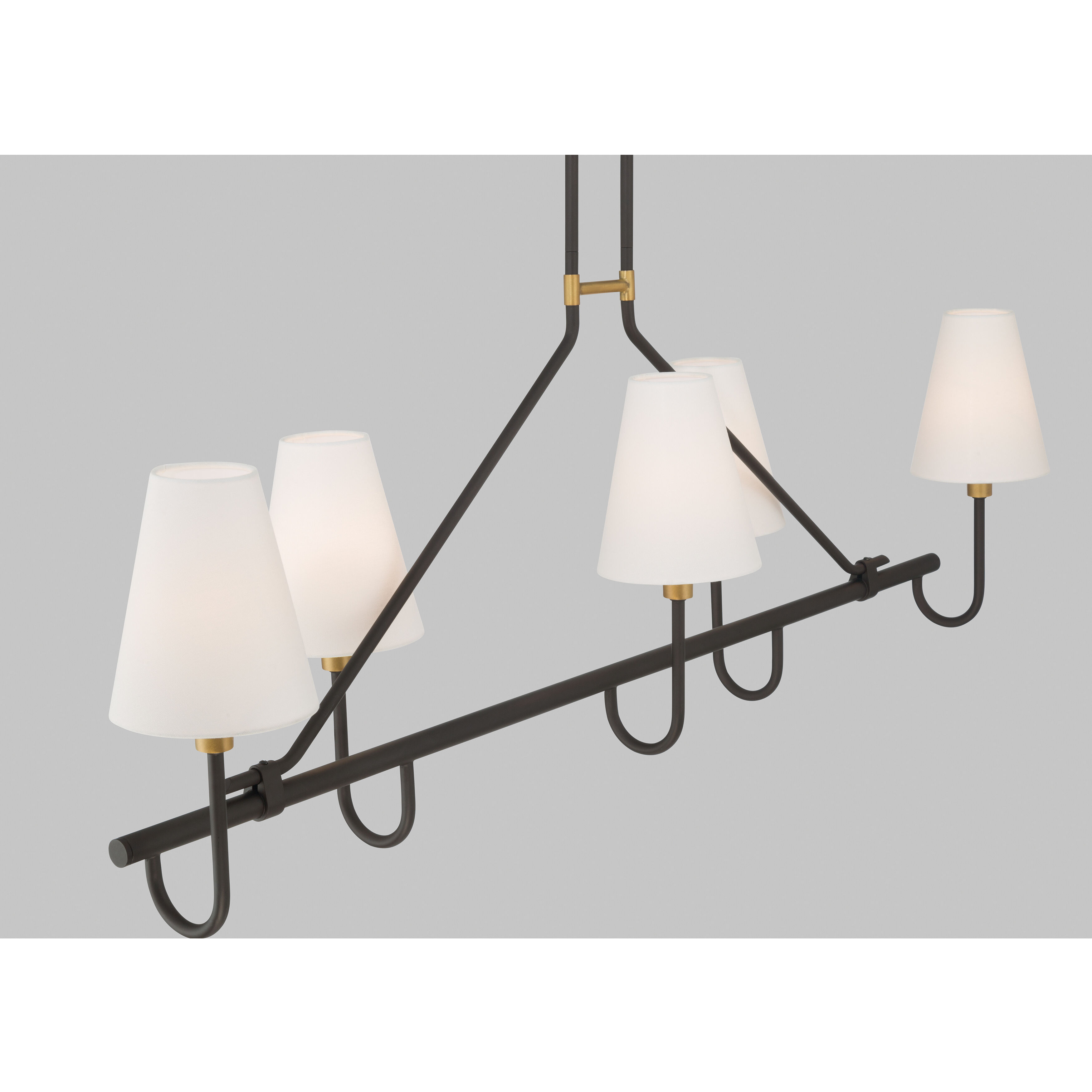 Bellforge 5 Light 51 inch Legacy Brass and Dark Bronze Linear Chandelier Ceiling Light