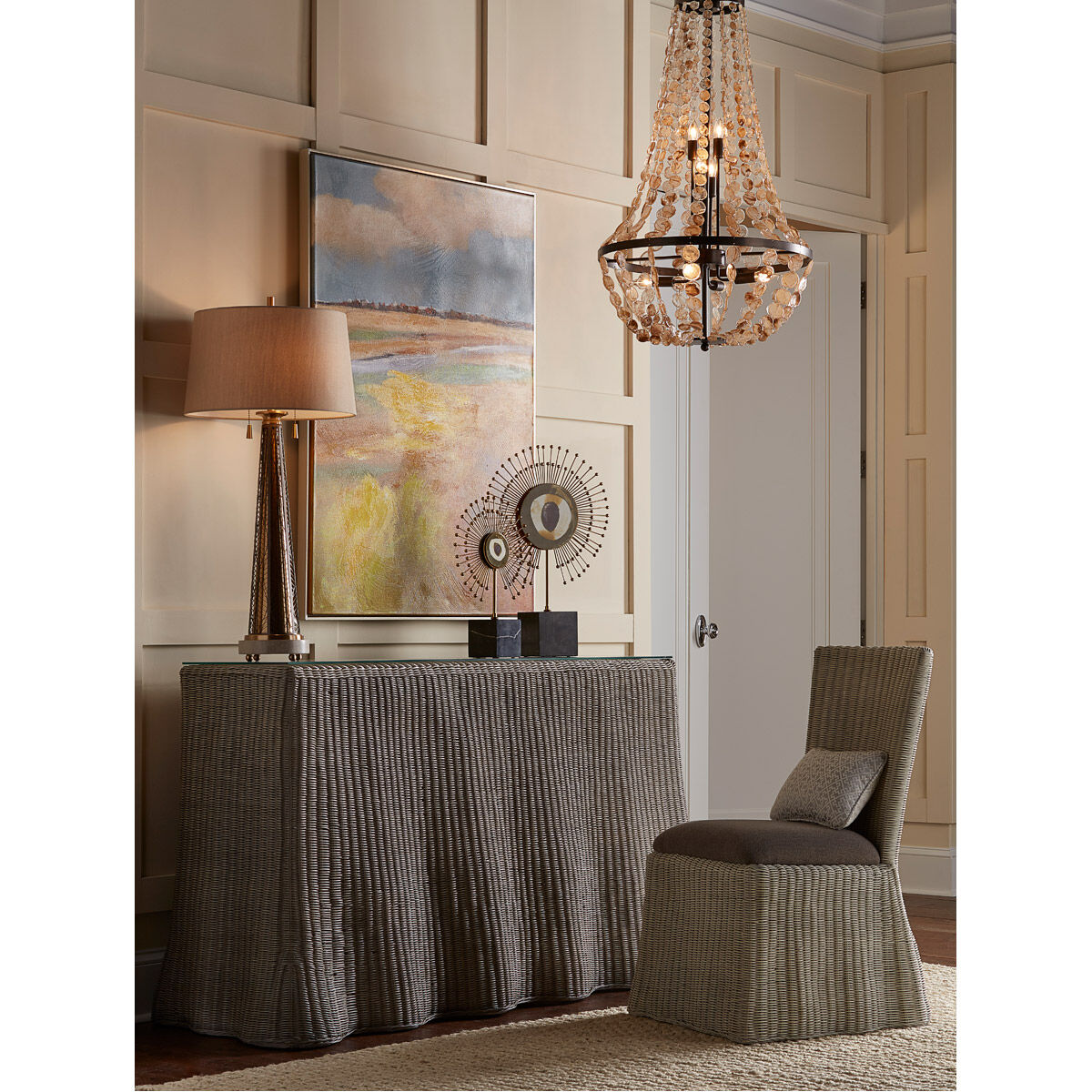 Wildwood 55 inch Grey Wash/Clear Console Table