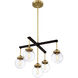 Mid-Century Modern 5 Light 22 inch Oil Rubbed Bronze with Natural Brass Chandelier Ceiling Light