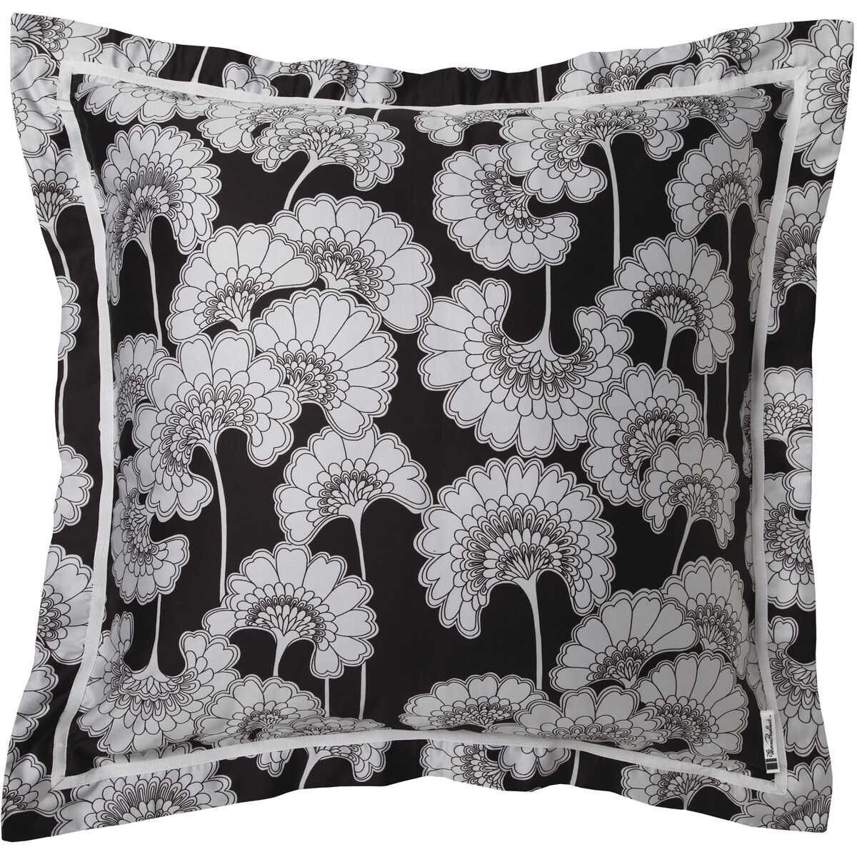 Japanese Floral 26 X 26 inch White, Black, Light Gray Euro Sham
