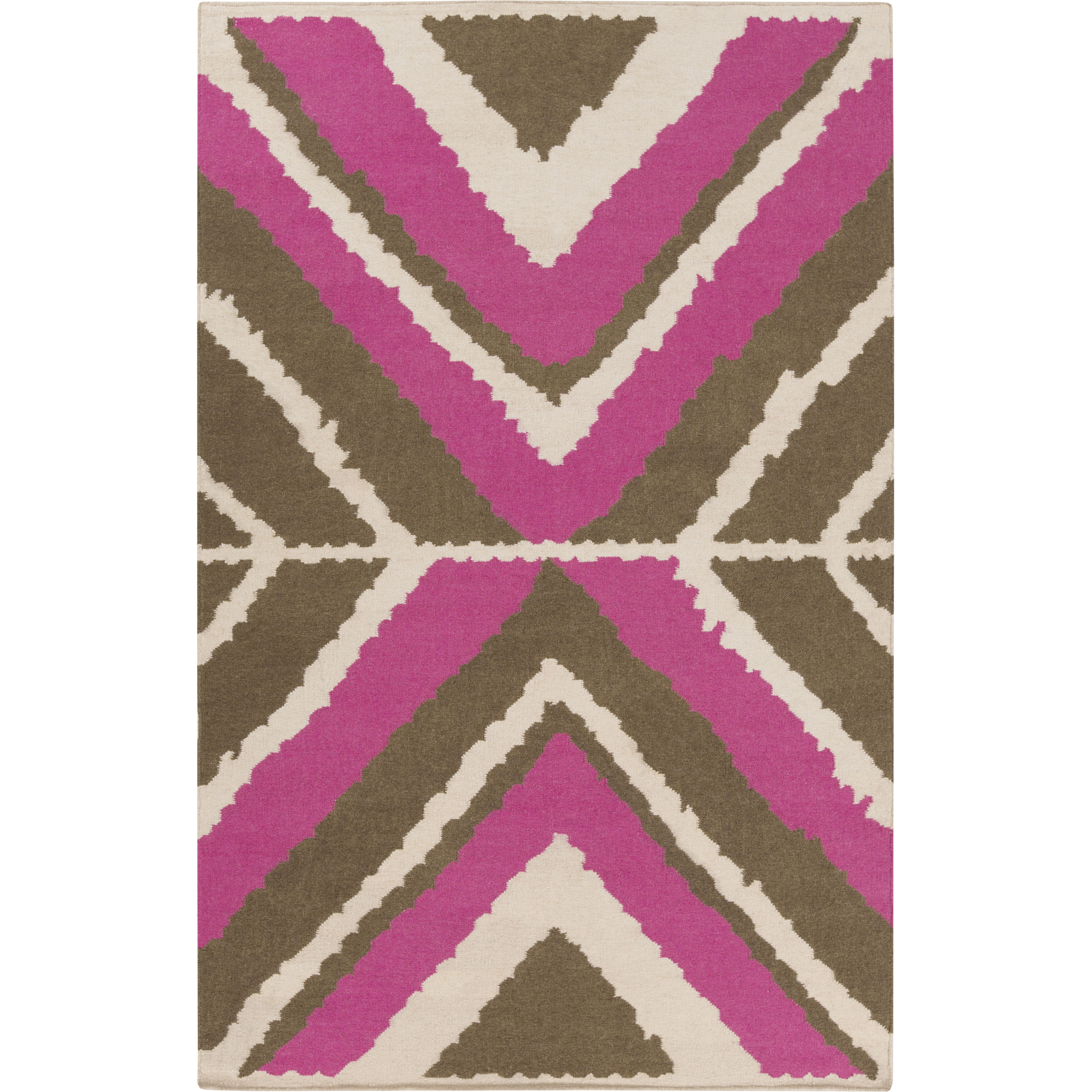 Alameda 132 X 96 inch Bright Pink, Dark Brown, Khaki Rug