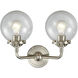 Nouveau Beacon 2 Light 14 inch Brushed Satin Nickel Bath Vanity Light Wall Light in Seedy Glass, Nouveau