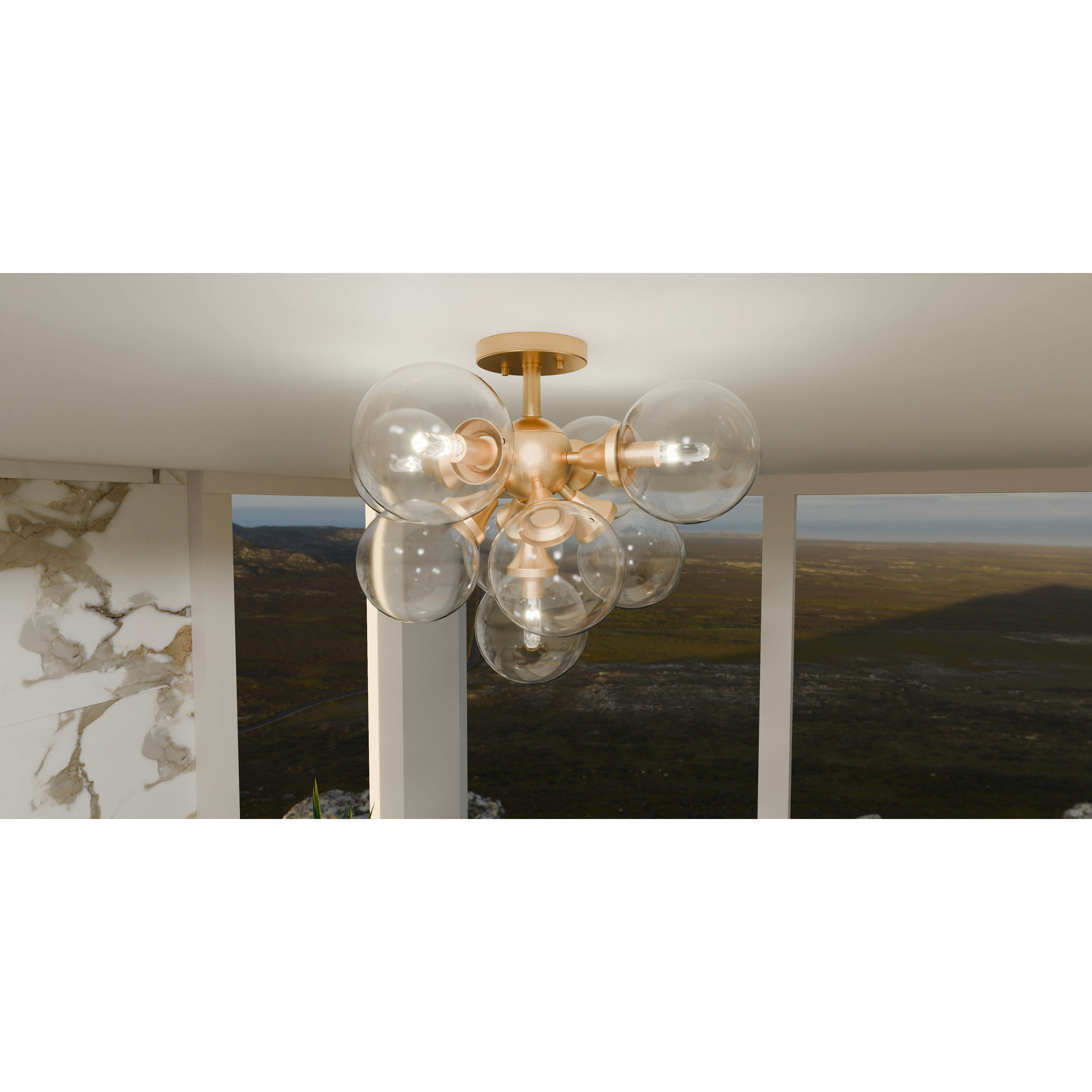 Glinda 5 Light 20 inch Brushed Weathered Brass Semi-Flush Mount Ceiling Light