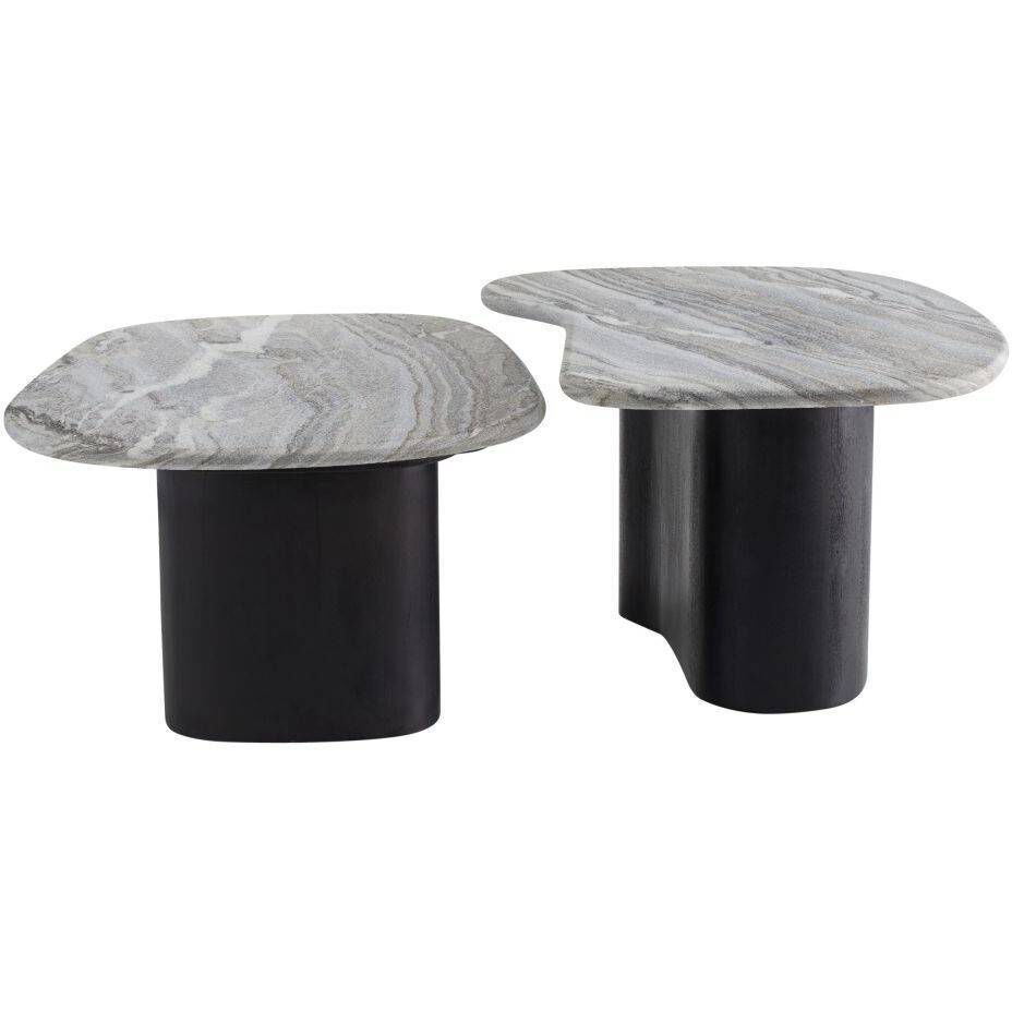 Melt 35 X 17 inch Ebony and Galaxy Marble Coffee Tables, Set of 2