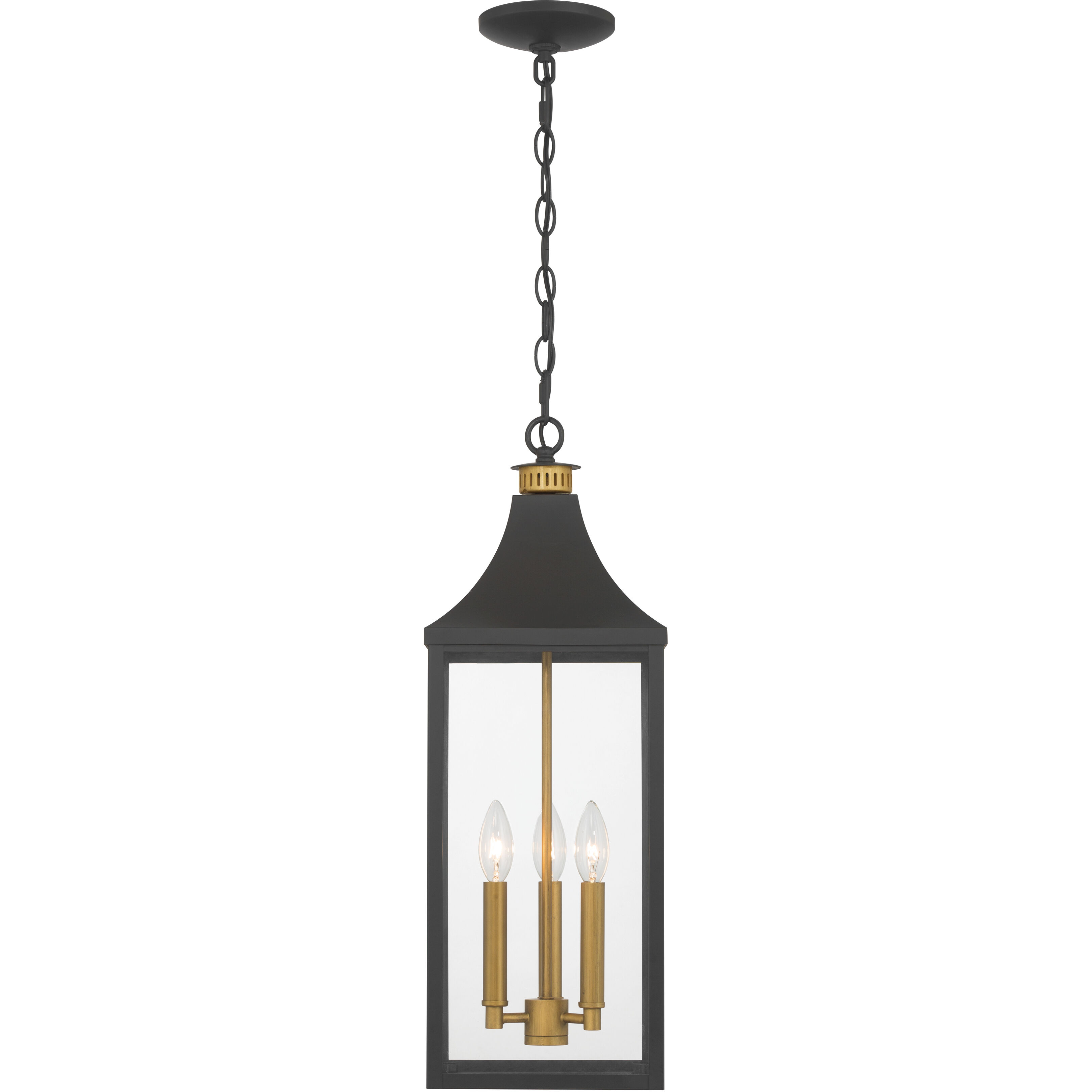 Hurstborne 3 Light 8.5 inch Dark Matte Black and Painted Legacy Brass Outdoor Hanging Lantern