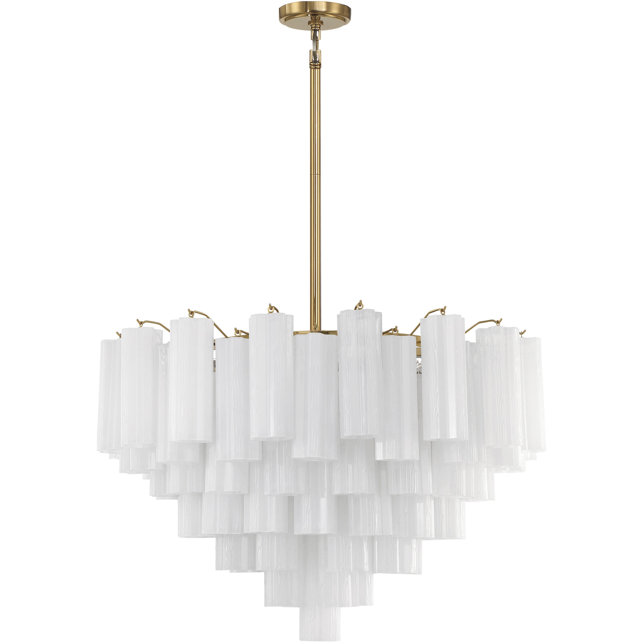 Addis 16 Light 32 inch Aged Brass Chandelier Ceiling Light in Tronchi Glass White