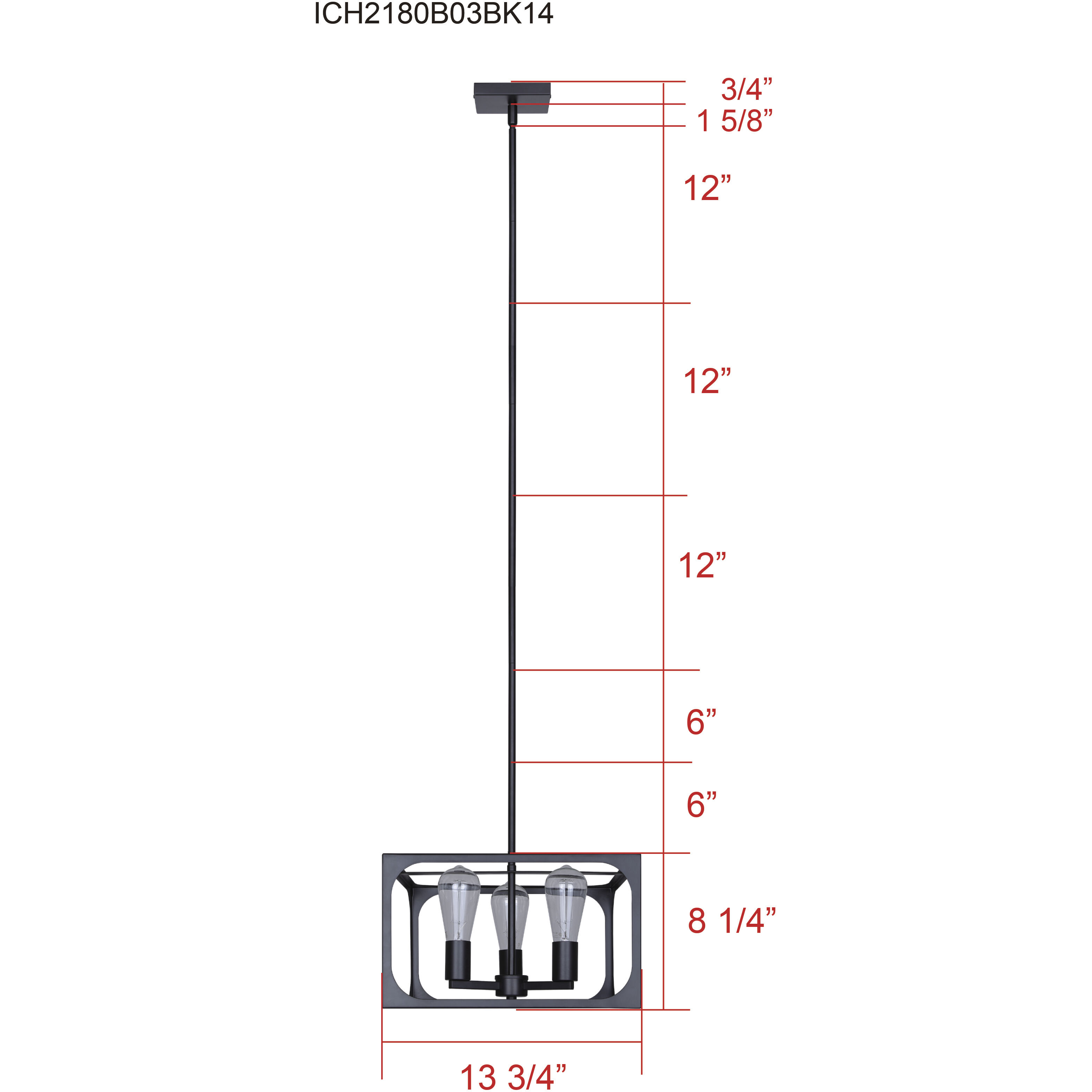 Zelie 3 Light 13.75 inch Black Chandelier Ceiling Light