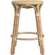 Tobias Rattan Round 24" Counter Stool in Yellow and White Dot