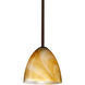Vila 1 Light Bronze Stem Pendant Ceiling Light in Incandescent, Honey Glass