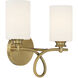 Woodbury 2 Light 14 inch Warm Brass Bathroom Vanity Light Wall Light