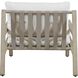 Strapped Ivory Rattan and Cerused Wheat Mahogany Wood Outdoor Lounge Chair