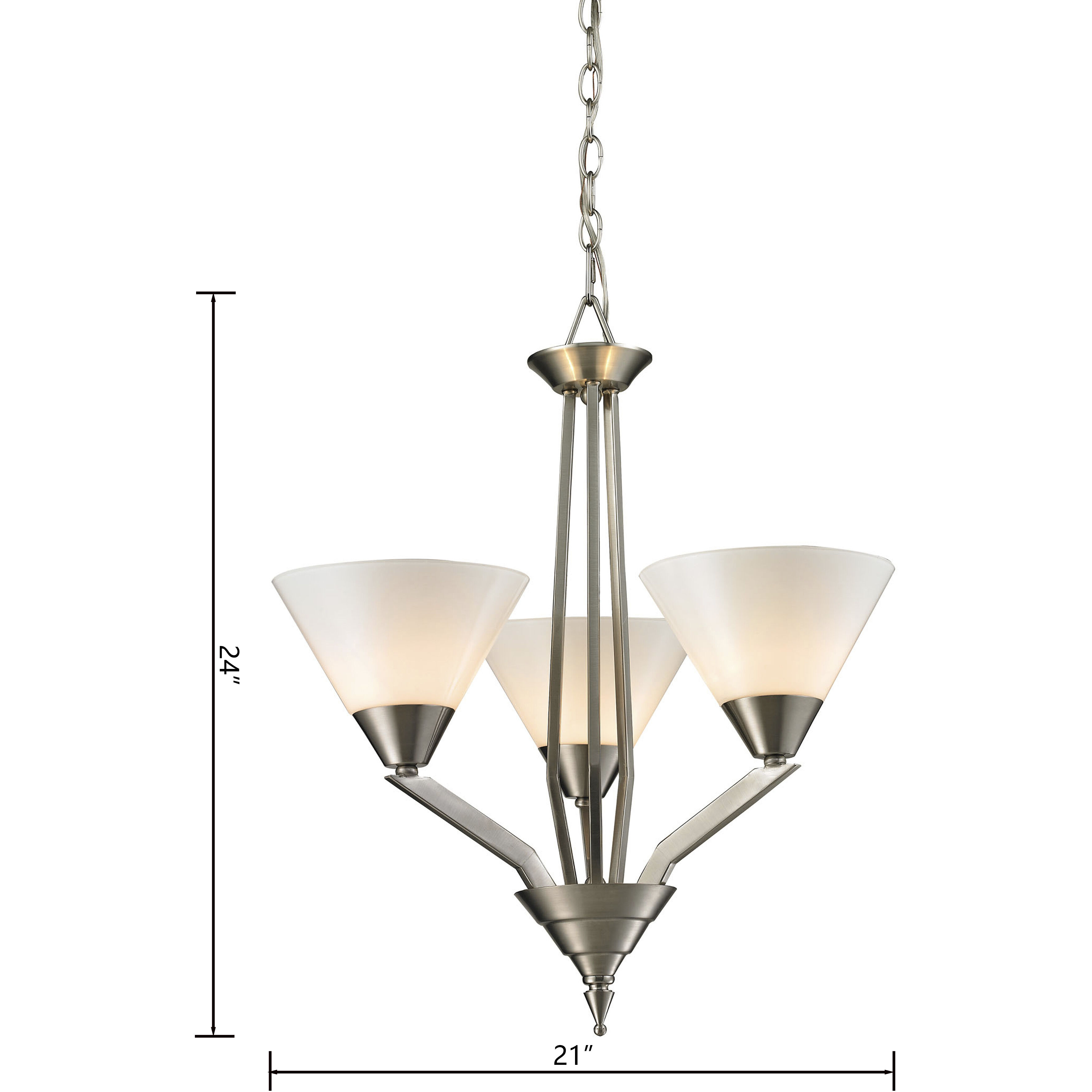 Tribecca 3 Light 21 inch Brushed Nickel Chandelier Ceiling Light