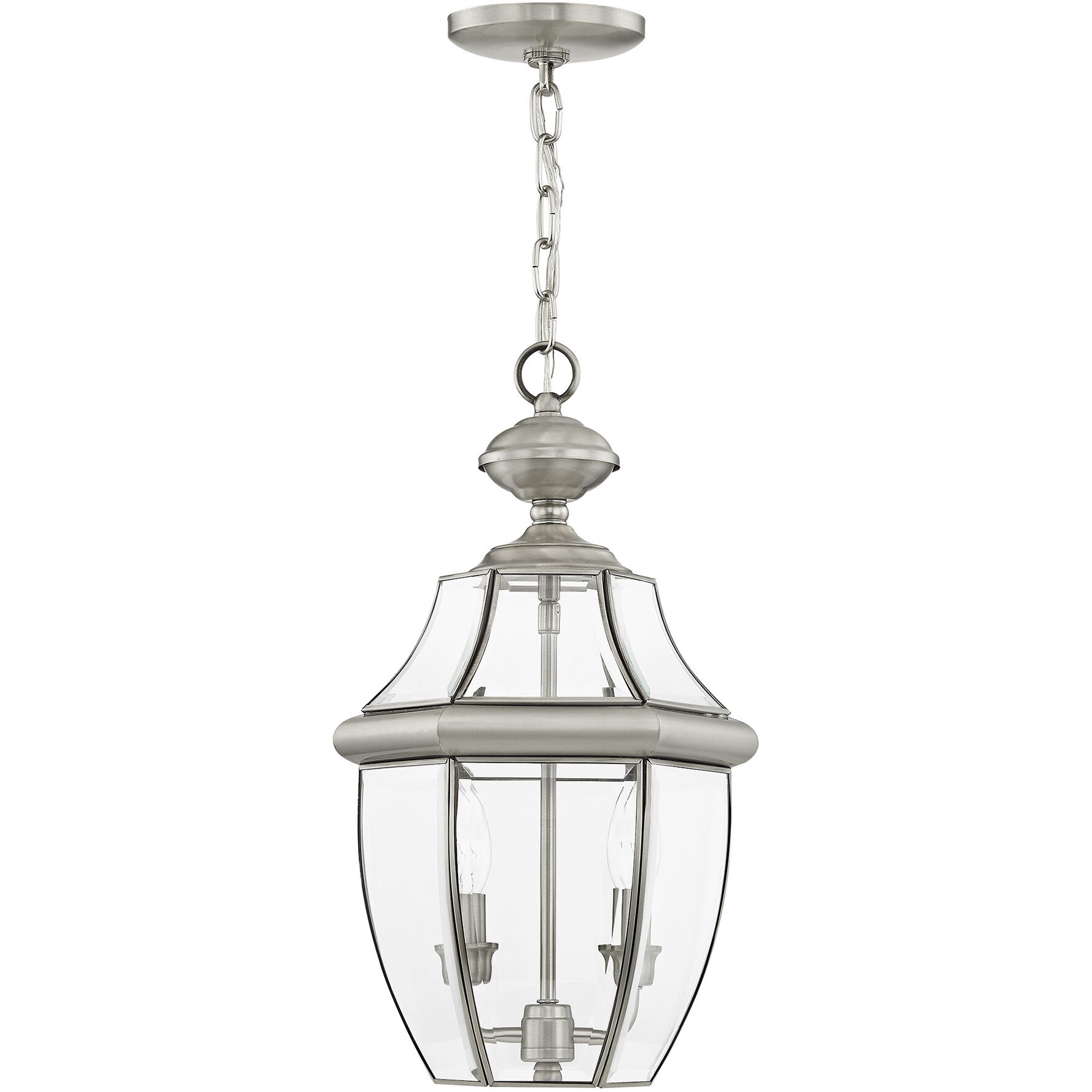 Monterey 2 Light 11 inch Brushed Nickel Outdoor Pendant Lantern