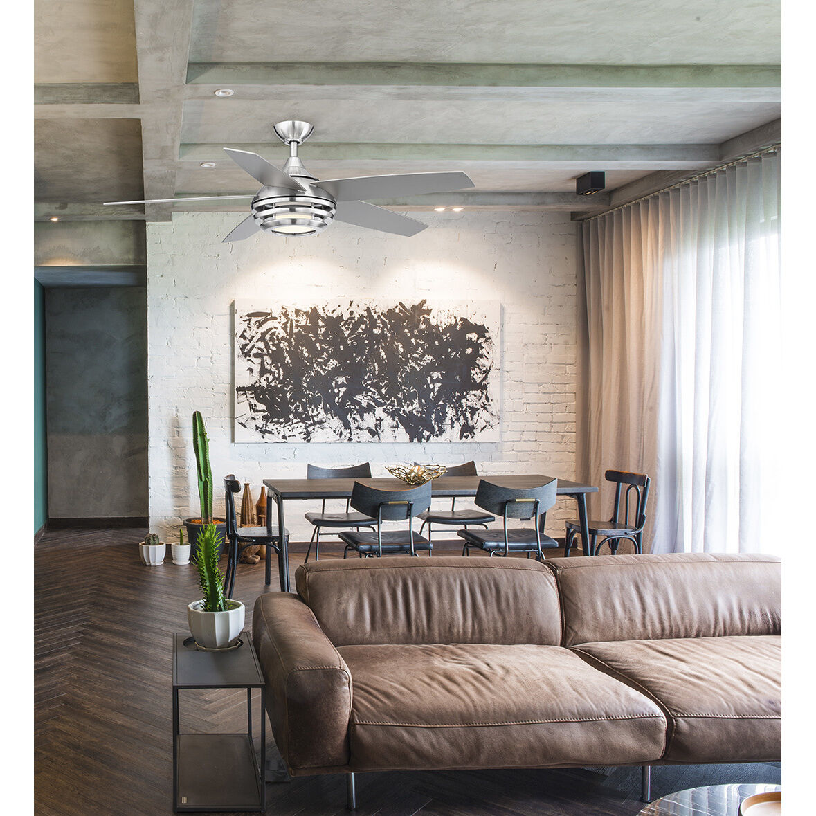 Petani 52 inch Brushed Nickel with Silver Blades Ceiling Fan