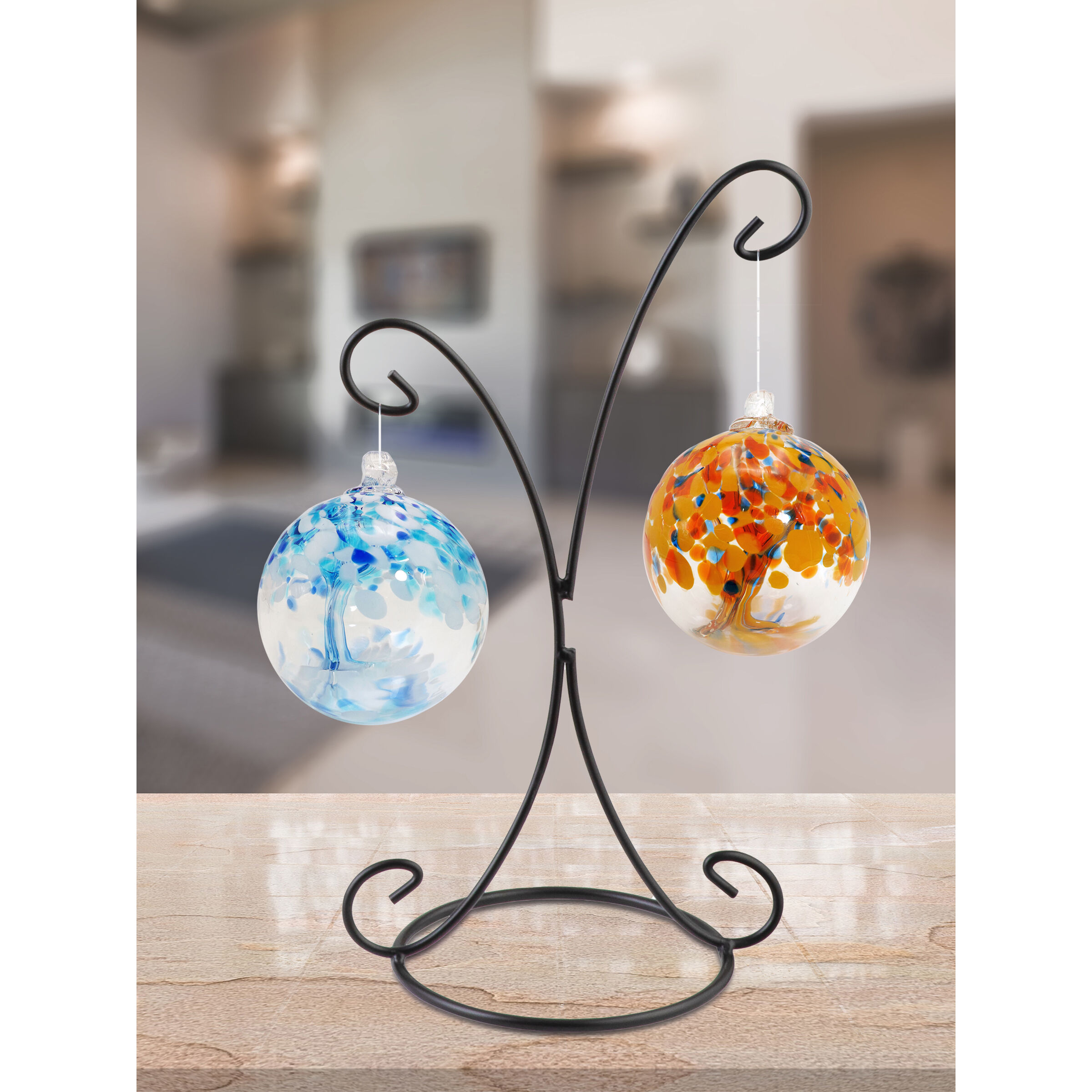 Aqua Blue Art Glass Ornament