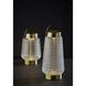 Samara 10.63 inch 2 watt Antique Brass and Brown Leather Cordless LED Table Lantern Portable Light, Tall