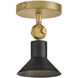 Dom 7 inch 9.00 watt Heritage Brass with Black Adjustable Sconce Wall Light, Small