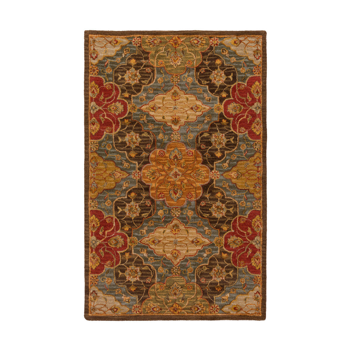 Sigrid 96 X 60 inch Dark Green/Camel/Brick/Dark Brown/Taupe Rugs, Wool