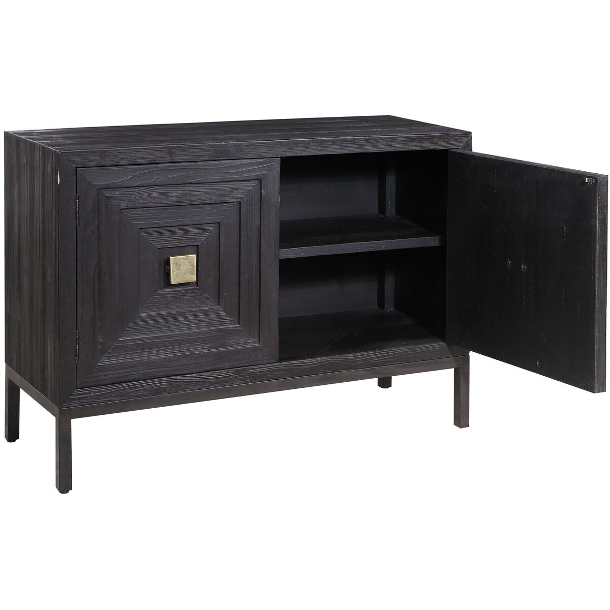 Aiken Dark Ebony and Brushed Brass 2 Door Cabinet