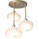 Ume 3 Light 12.4 inch Modern Brass Semi-Flush Ceiling Light in Frosted