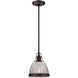 ML 1 Light 8 inch Dark Brushed Bronze Mini Pendant Ceiling Light in Dark Brushed Bronze Plated
