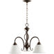 Spencer 3 Light 21 inch Oiled Bronze Mini Chandelier Ceiling Light in Satin Opal